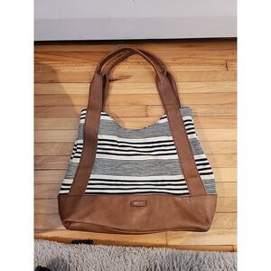 Relic by Fossil Canvas Multicolor Striped Shoulder Bag Blue Brown
